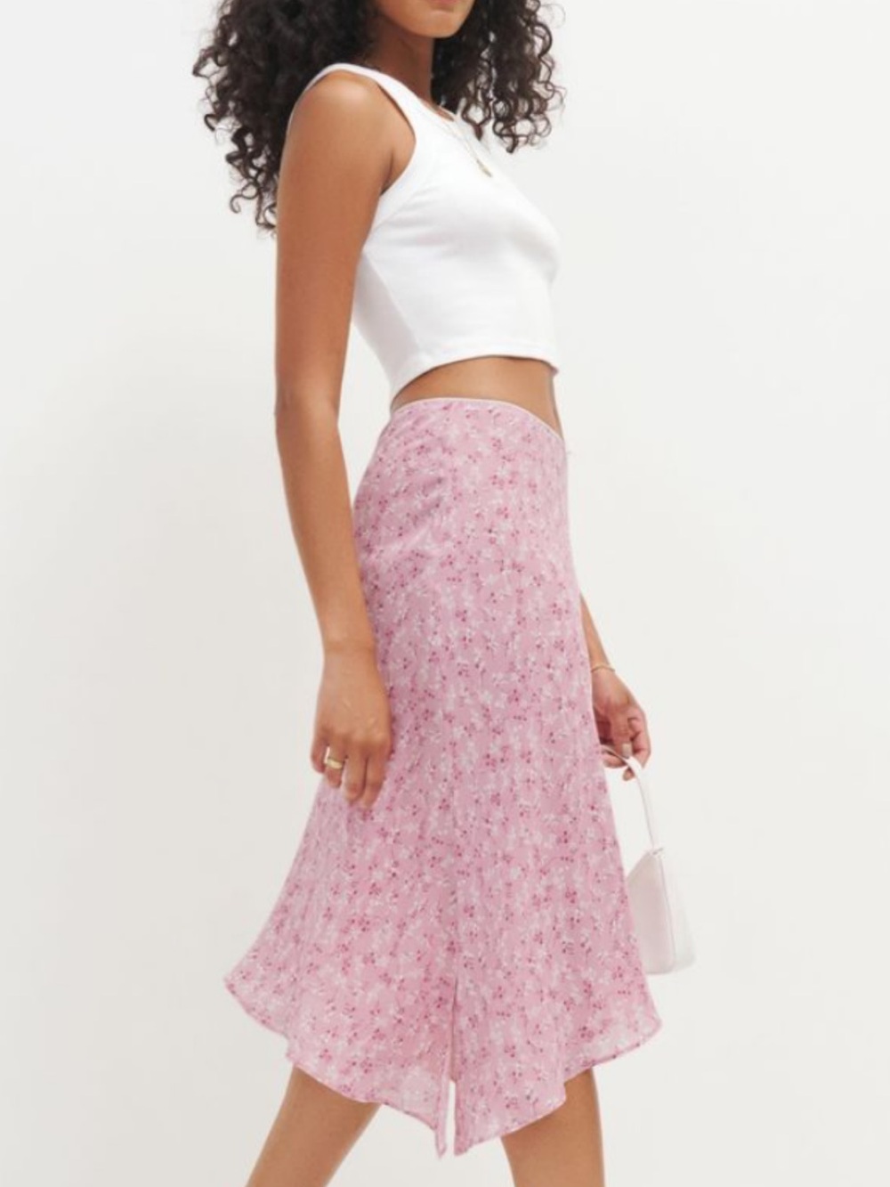 Reformation Elle Skirt in Pink Floral - Picture 2 of 6